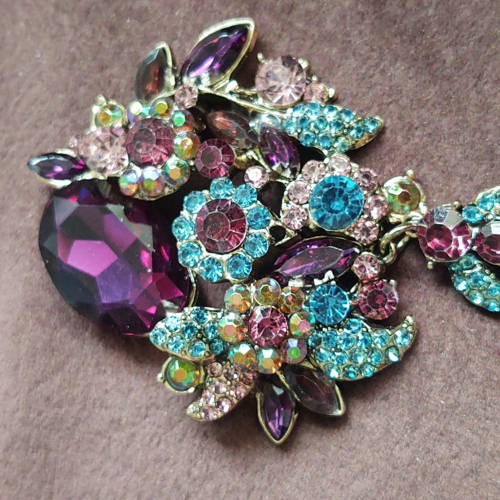 Multicolor Crystal Statement Brooch - image 4